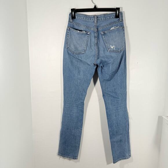 Reformation Julia High Rise Cigarette Ankle Distressed Denim Jeans Antigua 25 - Picture 13 of 16